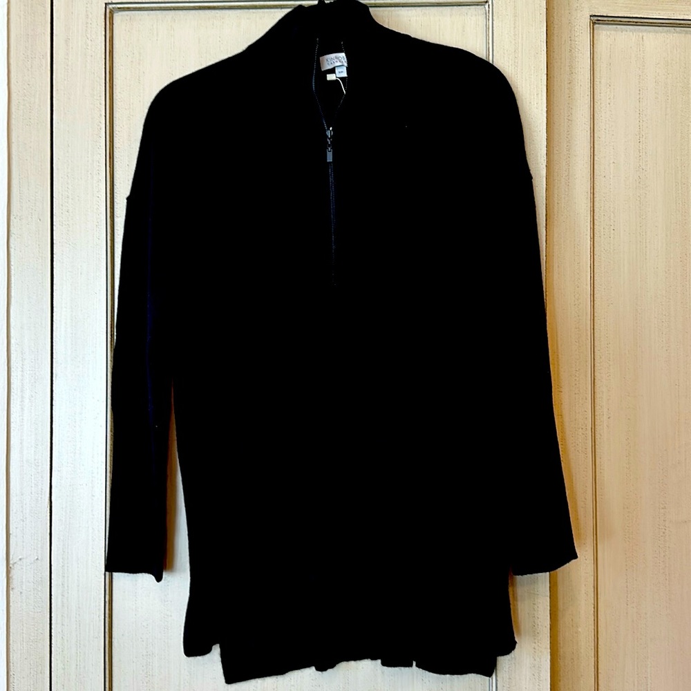 Kinross zip mock tunic cashmere sweater NWT